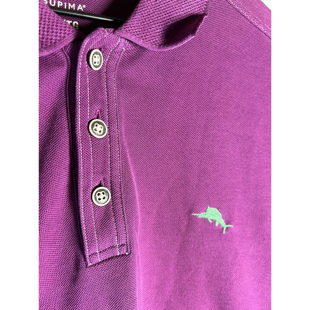 Tommy Bahama Island Zone Men's XL Polo Shirt Long Sleeve Purple Supima Vacation - Picture 9 of 10